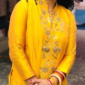 Mustard yellow sarara indian dress